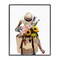 Stupell Industries Woman Carrying Floral Backpack Framed Giclee Art